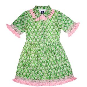 Green and Pink Floral Midi Dress